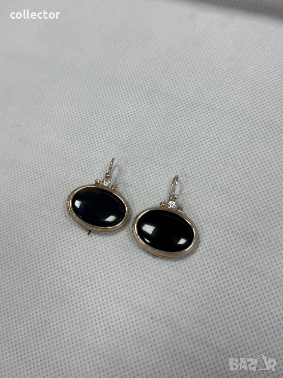 Сребърни обеци с черен оникс. №7766, снимка 1