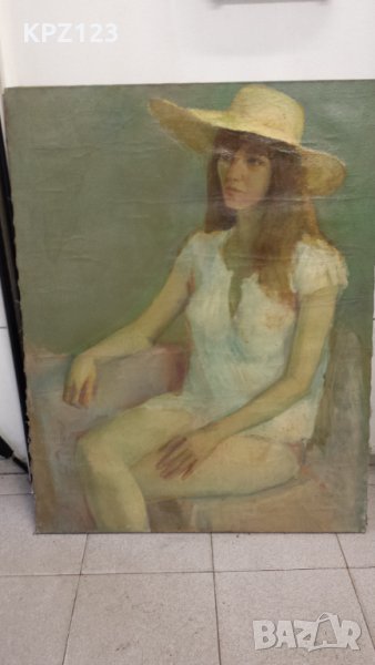 КАРТИНА ПОРТРЕТ НА ЖЕНА 40-те год МАСЛЕНИ БОИ /ТЕНЬО ЖЕЛЕВ, снимка 1