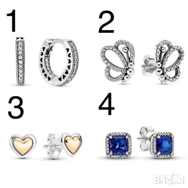 НОВИ! Оригинални Сребърни Обеци на Pandora/Пандора на Винт и с Английско Закопчаване S925/ALE!, снимка 1