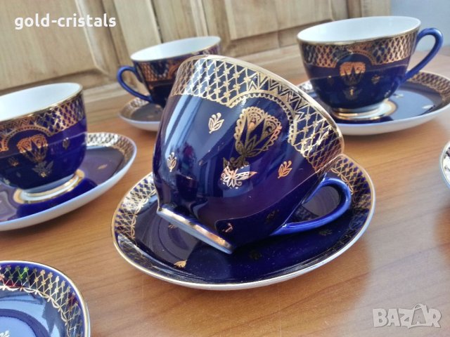 Руски чаши за чай кафе кобалт лфз, снимка 2 - Антикварни и старинни предмети - 33760915