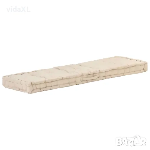 vidaXL Палетна възглавница за под, памук, 120x40x7 см, бежова, снимка 1 - Възглавници - 56147662