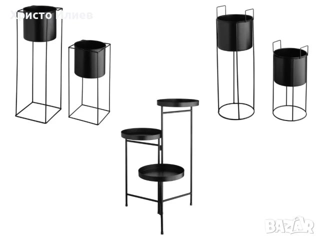 Метален цветарник Поставка за Саксия за цветя 3бр Декоративна стойка, снимка 8 - Стайни растения - 50468000