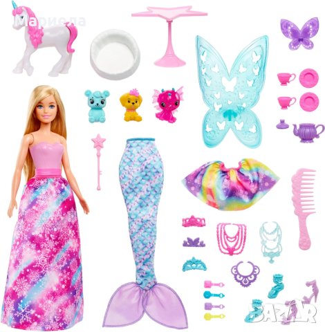 Адвент календар на Barbie Dreamtopia /Адвент календар Mattel,С Barbie Land Fantasy кукла,Многоцветен, снимка 6 - Кукли - 44381608