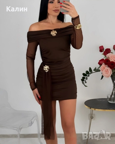 Дамска рокля с тюл - три цвята - 62 лв.