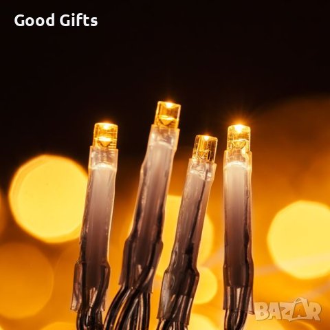 LED Коледни Лампички с прозрачен кабел, Наситено Топло бяло, снимка 1 - Лед осветление - 42713796