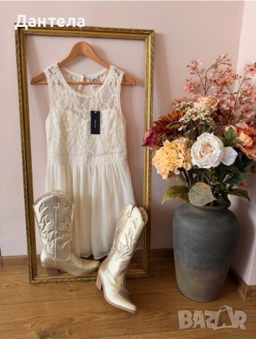 VERO MODA нова ефирна рокля с нежна дантела, снимка 4 - Рокли - 54228710