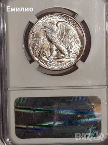 АМЕРИКА. 50 CENTS 1942 D год. NGC MS 63, снимка 4 - Нумизматика и бонистика - 51888489