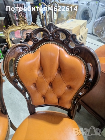 РАЗТЕГАТЕЛНА МАСА С ШЕСТ СТОЛА БАРОКОВ СТИЛ , снимка 5 - Антикварни и старинни предмети - 52651483