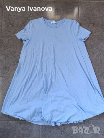 Zara синя памучна рокля, снимка 5 - Рокли - 50753374