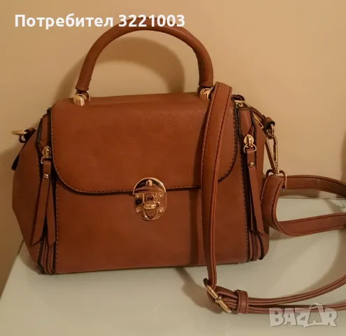 Дамска кафява чанта от еко кожа, снимка 5 - Чанти - 56247299