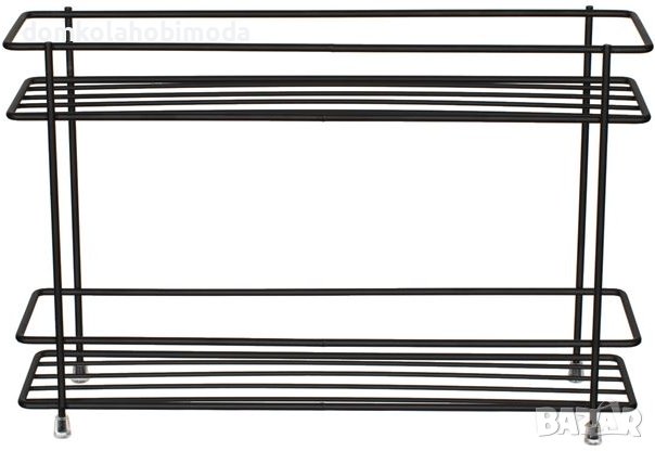 Метален рафт на 2 нива Черен 32,5x8x21,5 см, снимка 2 - Етажерки - 39681211