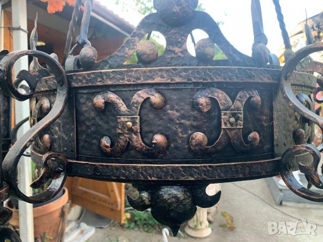 Голям старинен полилей кандилабър от нач. на 20-ти век от ковано желязо!, снимка 11 - Антикварни и старинни предмети - 38535103