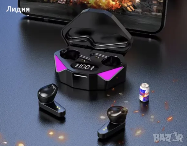 Гейминг Bluetooth  безжични слушалки с дигитален дисплей, снимка 4 - Слушалки и портативни колонки - 49621666