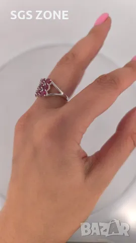 Сребърен Пръстен с Рубин, Сапфир, Изумруд, снимка 6 - Пръстени - 50310263