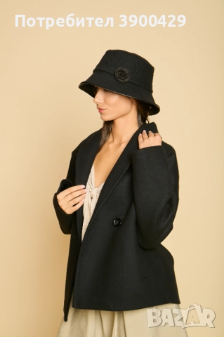 Дамско Вълнено Късо Палто Gabriel coat - Черно, снимка 3 - Палта, манта - 52183870