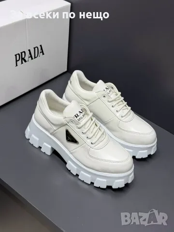 Prada Дамски Кожени Сникърси На Платформа👟Маратонки С Грайфер👟Дамски Спортни Обувки Код SEM-1042