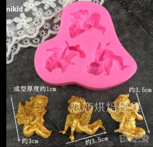 3 ангелчета ангел силиконов молд форма кръщене пита декорация украса фондан торта мъфини и др, снимка 2 - Форми - 17808419