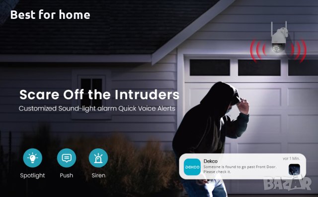 DEKCO 2K WiFi охранителна куполна камера, снимка 11 - Комплекти за видеонаблюдение - 42751890