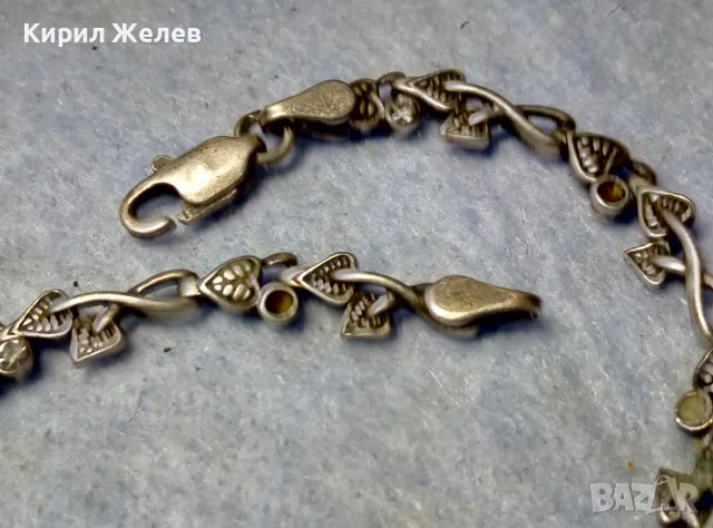 СТАРА ФЛОРАЛНА СРЕБЪРНА ГРИВНА ПАТИНИРАНО СРЕБРО 925 с ГНЕЗДА За ИНКРУСТИРАНЕ на СКЪПИ КАМЪНИ 19416, снимка 8 - Гривни - 50056576