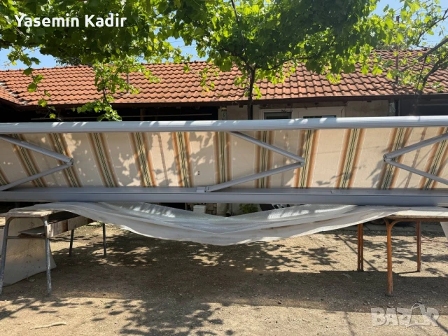 Електрическа тента с дистанционно 5.5х2.5м, снимка 2 - Градински мебели, декорация  - 50677443