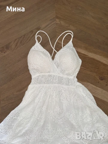 Дамска бяла рокля от памучна материя, снимка 3 - Рокли - 50743308