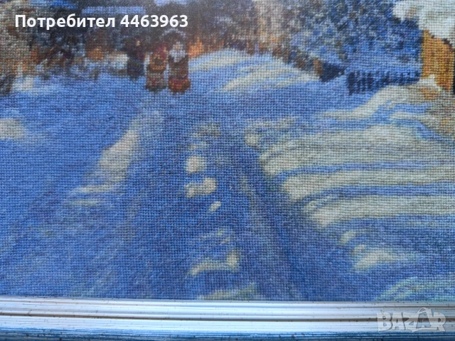 гоблен ,,Утрото след Коледа", 32/22 см, снимка 8 - Гоблени - 51278802