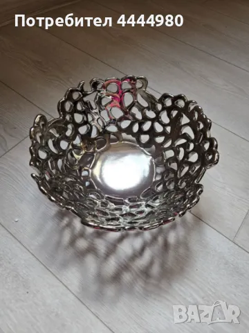 Дизайнерска купа/съд металик с дупки по нея, снимка 2 - Други - 49897246