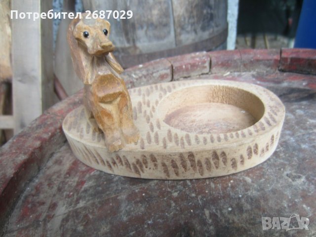 куче дакел стар дървен пепелник с фигура, снимка 7 - Статуетки - 32124994