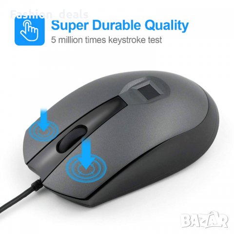 Нова кабелна компютърна мишка 1200 DPI сензор за пръстови отпечатъци, снимка 5 - Други - 33695548