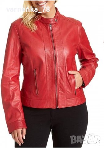 Дамско червено кожено яке - размер 36 естествена кожа