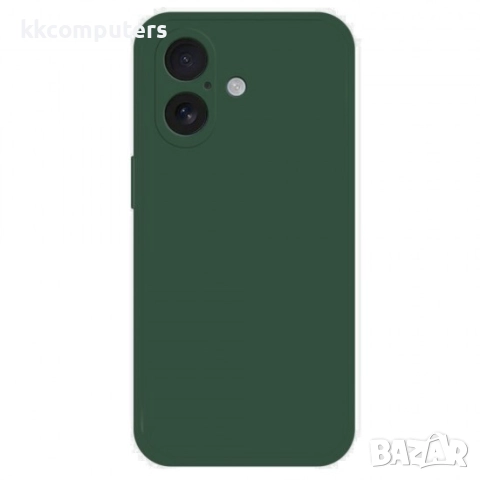 Силиконов кейс iPaky матиран, За iPhone 17 (6.3), Тъмнозелен и Протектор