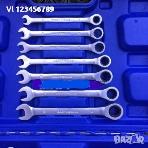 звездогаечни тресчотни ключове 8-22мм 12 части KRAFTWELLE, снимка 3 - Ключове - 50762041