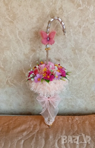 Чадърче с цветя, ръчно направено., снимка 6 - Декорация за дома - 53977900