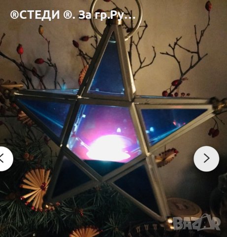 Стъклен син звезден фенер - Звездни свещници - Фенер за чаена свещ, снимка 8 - Декорация за дома - 42863749
