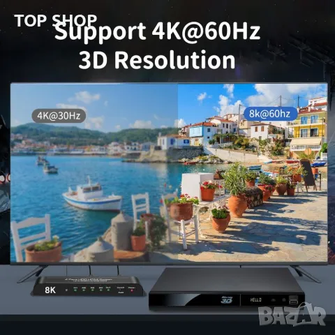 HDMI превключвател 4 порта 8K 60Hz HDMI превключвател 4 входа - 1 изход, снимка 4 - Друга електроника - 49457625