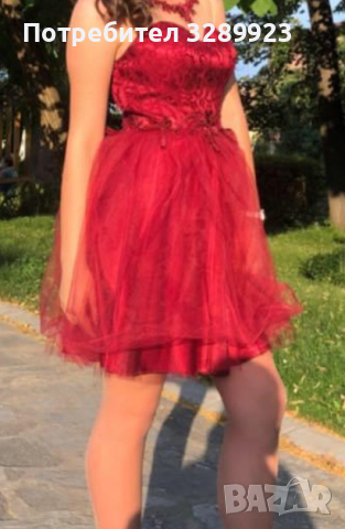 Къса рокля-бордо