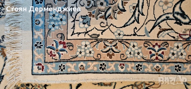 Оригинален персийски килим Наин, снимка 3 - Килими - 50567744