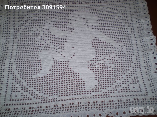 Ретро малка плетена на една кука покривчица фигура амурче, снимка 4 - Антикварни и старинни предмети - 35655762