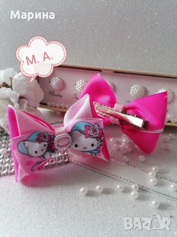 Аксесоар за коса с панделка на сладко Hello Kitty. , снимка 4 - Шноли, диадеми, ленти - 31696503