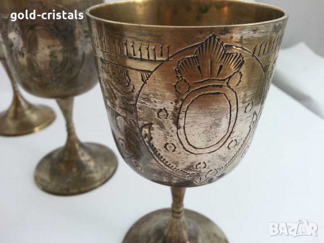 Посребрени чаши за вино месинг бронз, снимка 4 - Антикварни и старинни предмети - 29850622