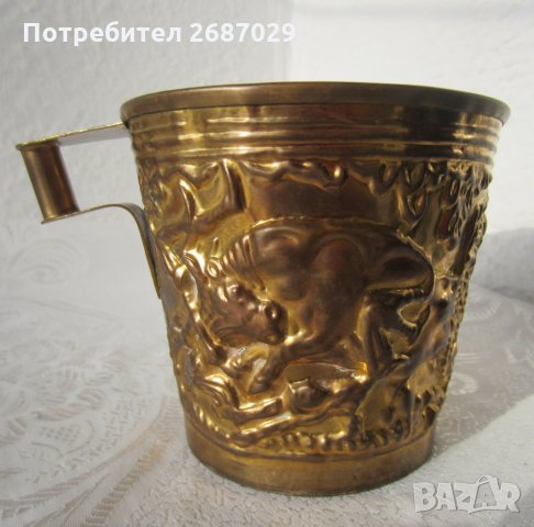 С бикове -  Стара чаша с двойно дъно от мед, метал, съд, снимка 2 - Други ценни предмети - 31111263