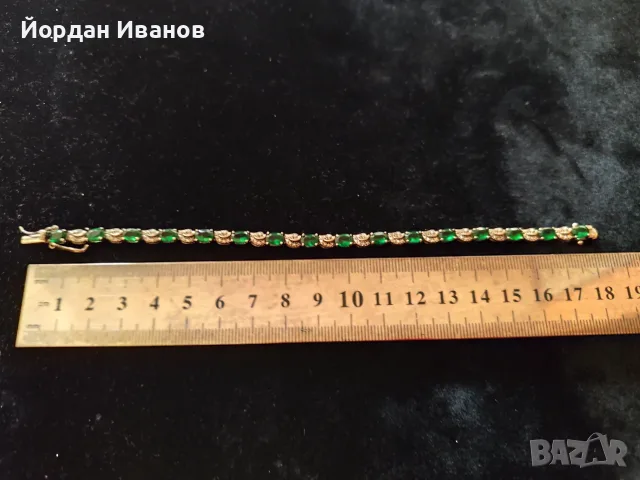 Сребърна гривна с кристали , снимка 5 - Гривни - 54528979