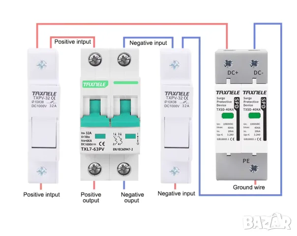Taxnele TXL7-63PV DC MCB 1000V DC 6kA – 10A до 63A, снимка 13 - Друга електроника - 55994812