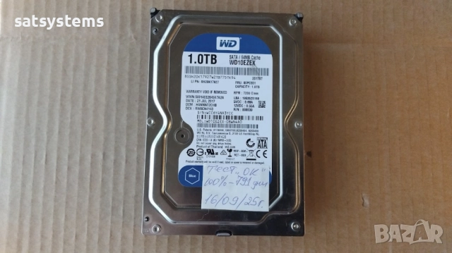 Хард диск Western Digital Caviar Blue WD10EZEX 1.0TB SATA 6.0Gb/s, снимка 2 - Твърди дискове - 51743731