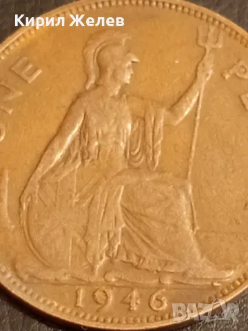 Стара монета 1 пени 1946г. Великобритания Крал Джордж шести 49832, снимка 3 - Нумизматика и бонистика - 49080257