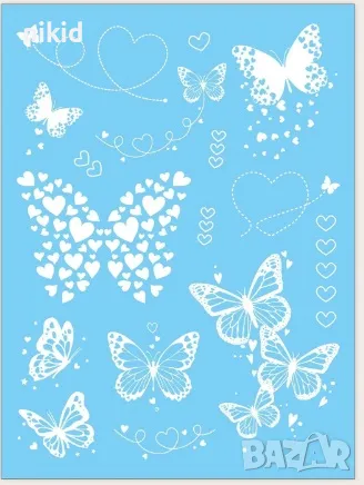 Пеперуди светещ флуоресцентен неонов лист временна татуировка татос татус Tattoo, снимка 2 - Други - 47273637