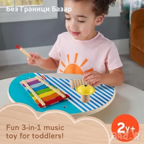 Нова Дървена музикална маса Fisher-Price с перкусионни инструменти деца 2+, снимка 3 - Образователни игри - 47430288