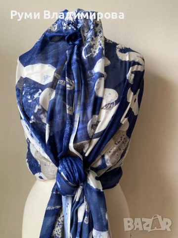 Син шал Marie Philippe, снимка 3 - Шалове - 54130285