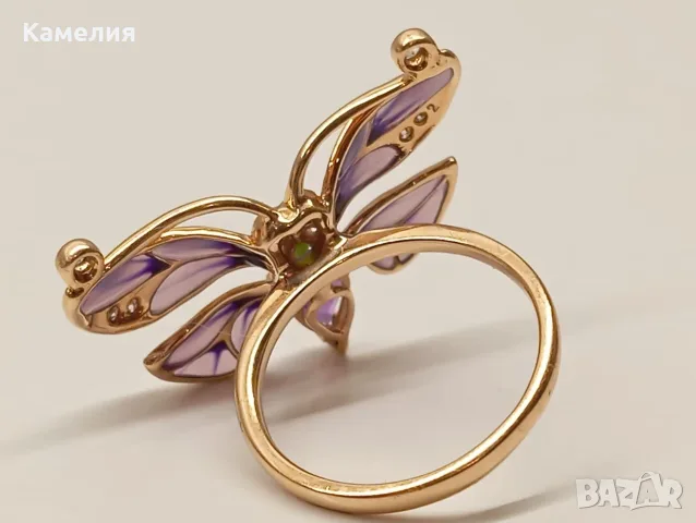 Руско злато. Пръстен с брилианти. , снимка 5 - Пръстени - 56216052