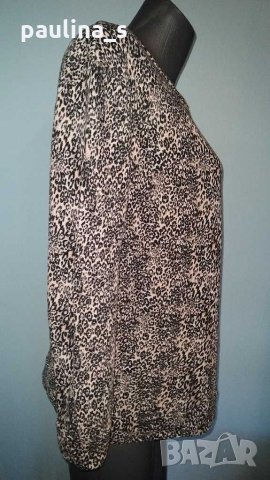 Ватирана блуза в леопардов принт "Pieces"® / голям размер , снимка 3 - Блузи с дълъг ръкав и пуловери - 30501313